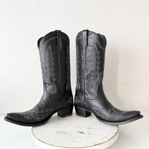 Lane LEXINGTON Womens Cowboy Boots 10 Black Western Cowgirl Mid Calf Pointed Toe - Picture 7 of 11